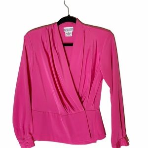 Evan Picone Petites Pink Surplice Neckline Top
